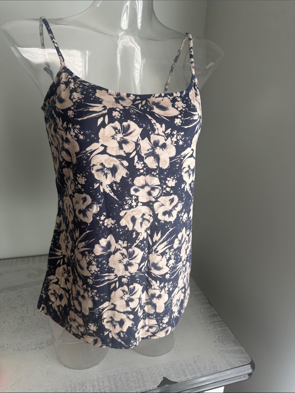 LOFT Navy Floral Spaghetti Strap Camisole